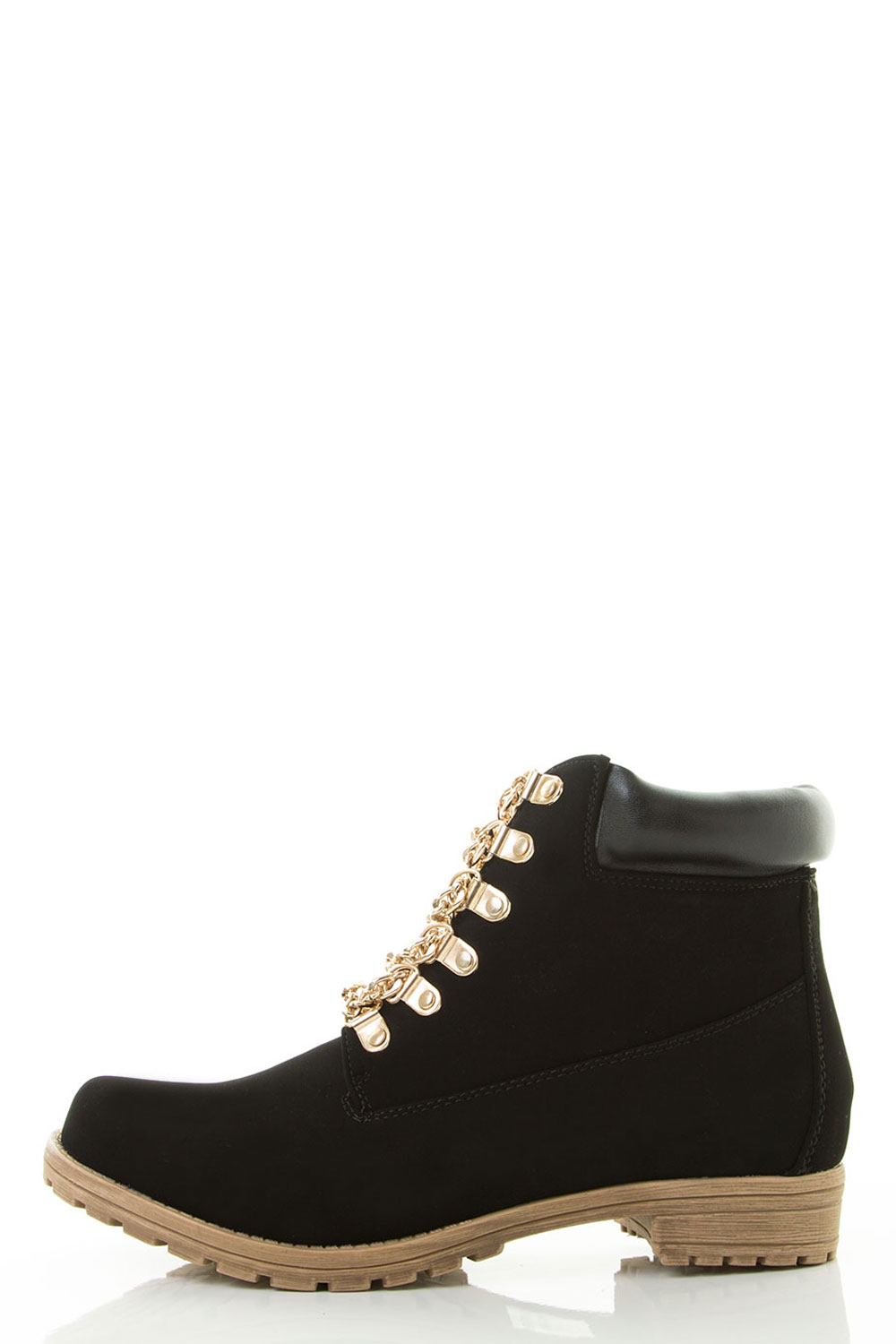ELLIMAX.COM PRODUCTS :: Shoes :: :: Ankle Booties :: Lace Metal Gold Chain Military Combat