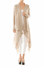 Fringe Detail Knit Draped Maxi Cardigan