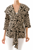 Abstract Tribal Print Waist Tie Hooded Coat