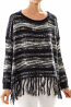 Stripe Knit Fringe Detail Sweater