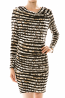 Stripe Cowl Neck Leopard Print Mini Dress