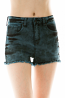 Dark Wash Tie Dye Frayed Denim Shorts