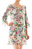 Floral Accordion Sleeve Tie Back Shift Dress