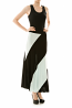 Racerback Swirl Color Block Stretch Maxi Dress