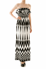 Flounce Strapless Abstract Chevron Maxi Dress