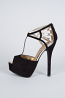 Peep Toe Caged Cut Out T-Strap Stiletto Heel Platform Pump Shoes