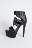 Open Toe Three Buckle High Heel Platform Bootie Shoes