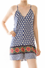 Sleeveless Damask Print Crossback Romper