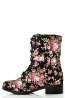 Floral Print Round Toe Lace Up Ankle Mid-Calf Height Military Combat Boots 