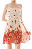 Sleeveless Dotted Floral Print Mini Chiffon Dress