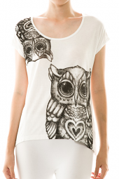 Cute Jeweled Owl Short Sleeve Top