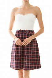 Sweetheart Plaid Skirt Knee Length Skater Dress