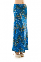 Floral Chevron Pattern Maxi Length Skirt