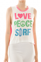 Love Peace Surf Two Tone Crop Muscle Tank 