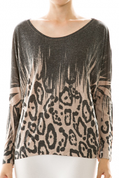 Leopard Print Dolman Pullover Top