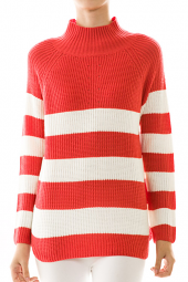 Stripe Print Turtle Neck Sweater Knit