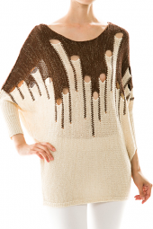 Metallic Open Knit Detail Dolman Sweater