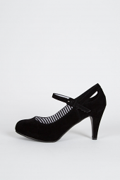 Almond Toe Cut Out Mary Jane Medium High Stiletto Heel Women Shoes