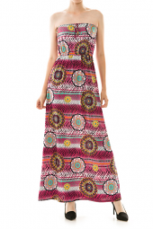 Strapless Abstract Print Maxi Dress