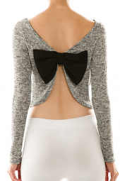 Bow Back Detail Knit Crop Top